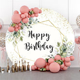 Kreis Grün Blätter Funkeln Glücklich Geburtstag Hintergrund